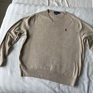 Ralph Lauren Men’s V Neck Sweater Size L Beige